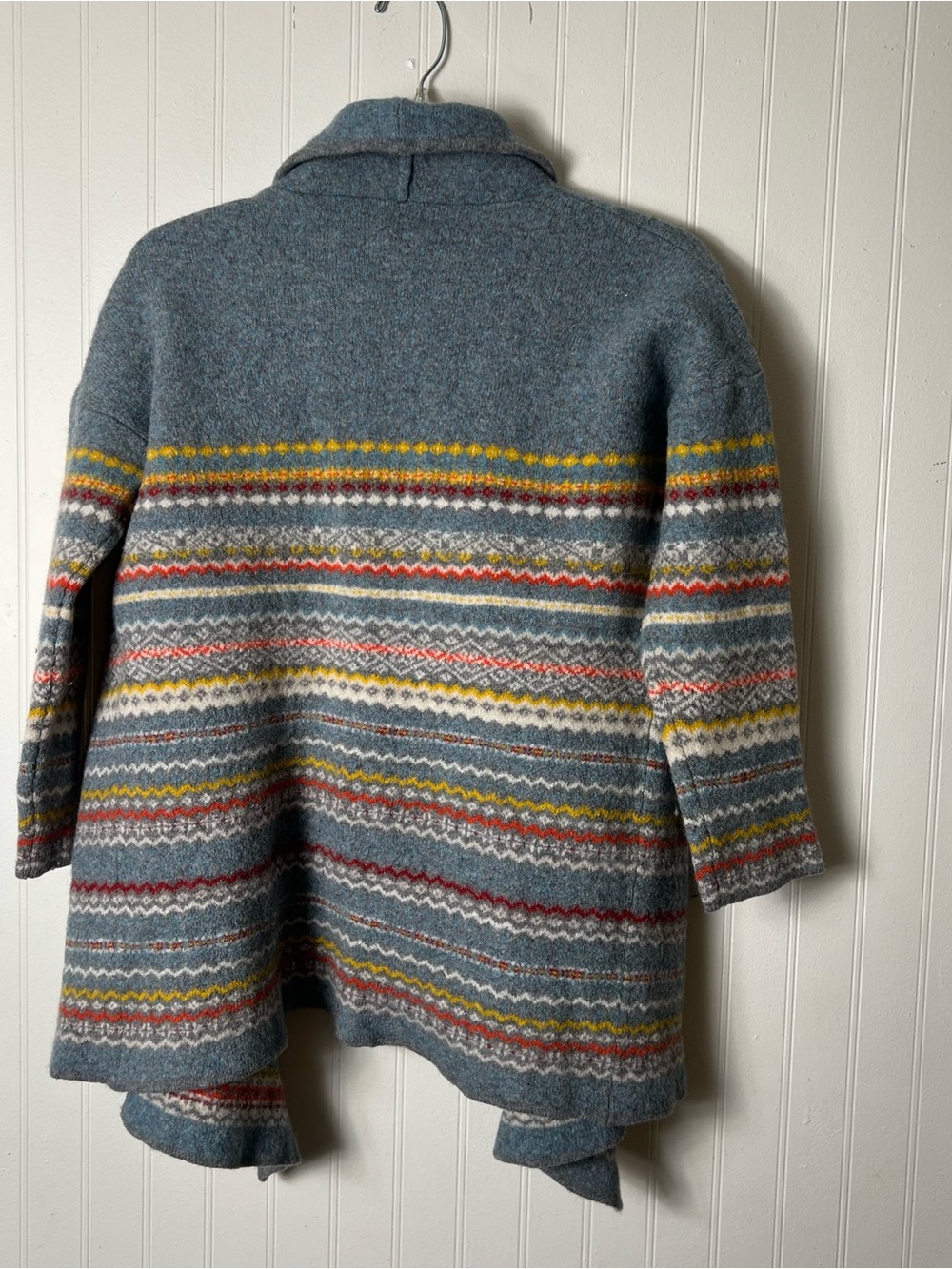 Sundance Lambswool Fair Isle Waterfall Cardigan Blue Women’s Small - Picture 5 of 5